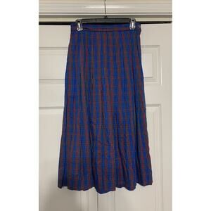 Vintage Design Options Plaid Pleated Midi Skirt School Modest 90s Size 8